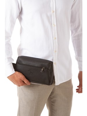 Newish Polo Erkek Vegan Deri Siyah Portföy Clutch Traş Kozmetik Bakım ve Günlük El Çantası  NEWPOLO381