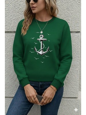 Bi Baksana Kadın Uzun Kollu Bisiklet Yaka Desenli Viskon Iki Iplik Bluz