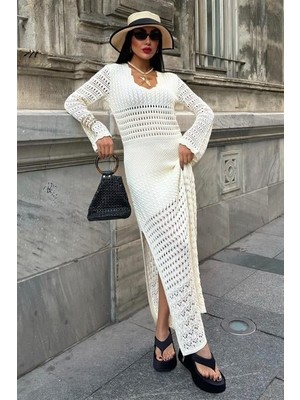 Bi Baksana Ajur Detaylı Ispanyol Kol Elbise 2840