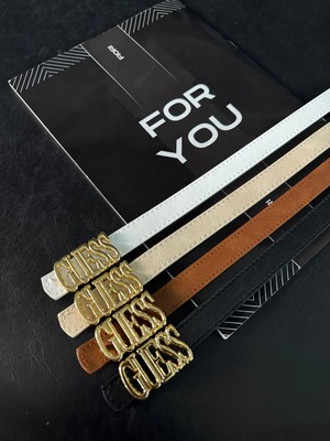 Fiori 4'lü Yazı Tokalı Ince Kadın Kemeri, Ceket Kemeri, Gömlek Kemeri, Elbise Kemeri