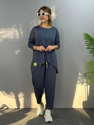 Bi Baksana Kadın Iki Iplik Viskon Pamuk Kumaş Arma Detaylı Ikili Takım