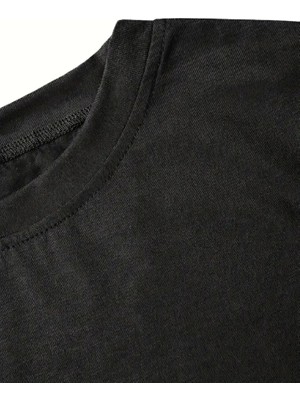 Bi Baksana Fiyonk Baskılı Siyah Oversize Unisex T-Shirt- Siyah