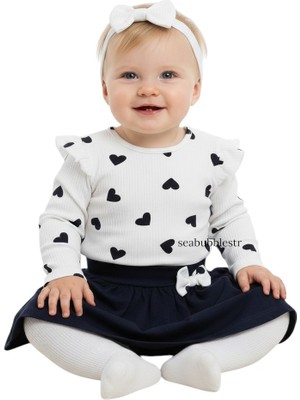 Seabubbles Kalp Desenli Etekli Kız Bebek Takım