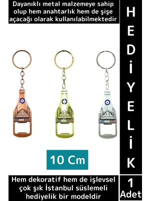 Wintoup Dekoratif Hediyelik Çok Işlevli Şık Istanbul Motifli Dayanıklı Metal Şişe Açacağı Anahtarlık 2 In 1