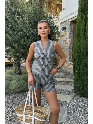 Bi Baksana Carla Işıltılı Yelek Şort Takım 9821