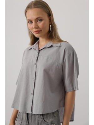 Bi Baksana Yarım Kol Gömlek - Gri