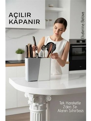 Marsilyan Akıllı Sürgülü Bıçaklık ve Kaşıklık Organizeri - Ayarlanabilir Tezgah Üstü Mutfak Düzenleyici