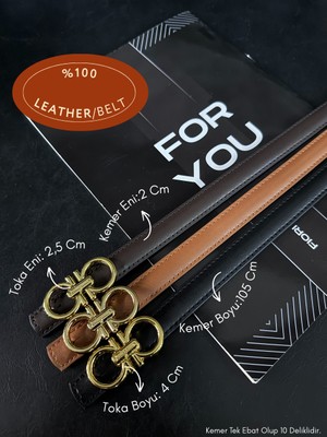 Fiori 3'lü Hakiki Bombeli Deri Birleşik Yuvarlak Tokalı Kadın Pantolon Kemeri, Ceket Kemeri, Elbise Kemeri