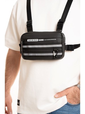 Newish Unısex Ayarlanabilir Askılı Fonksiyonel Kullanışlı Motorcu Göğüs Çantası - NEW386