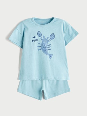 Lc Waikiki Yeni Sezon Bisiklet Yaka Erkek Bebek Tişört ve Şort 2'li