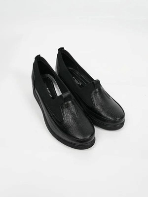 Kuum K152-508 Comfy Siyah Kadın Deri Dolgu Taban Ayakkabı