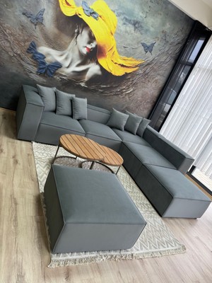 Erduran Mobilya Angelo 6 Modül Zero Leke Tutmaz Kumaş Köşe Koltuk Takımı