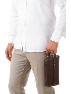 Newish Polo Erkek Vegan Deri Siyah Portföy Clutch Traş Kozmetik Bakım ve Günlük El Çantası  NEWPOLO381