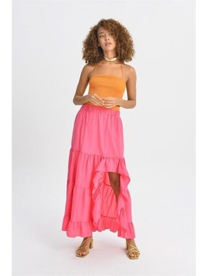 Bi Baksana Audrey Fıfrlı Yırtmaç Detay Etek 4037