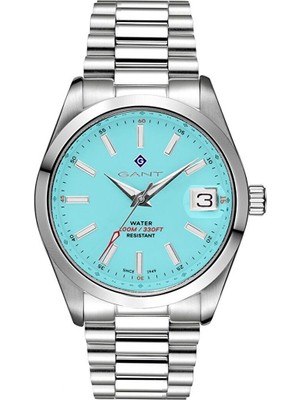 Gant Erkek Kol Saati Çelik Kordon Turkuaz Kadran 42 mm Paslanmaz Çelik Kasa Mineral Cam 10 Atm