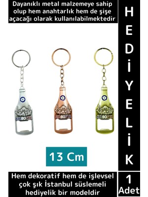 Wintoup Dekoratif Hediyelik Çok Işlevli Şık Istanbul Motifli Dayanıklı Metal Şişe Açacağı Anahtarlık 2 In 1