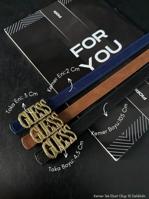 Fiori 3'lü Yazı Tokalı Ince Kadın Kemeri, Ceket Kemeri, Gömlek Kemeri, Elbise Kemeri