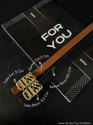 Fiori 2'li Yazı Tokalı Ince Kadın Kemeri, Ceket Kemeri, Gömlek Kemeri, Elbise Kemeri