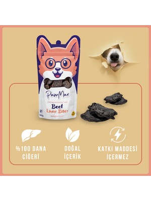 Pawmax %100 Dana Ciğeri – Doğal Kurutulmuş Köpek Çiğneme, Katkısız, 100 g
