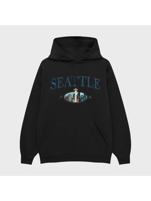 Camblys Seattle Baskılı Kapüşonlu Oversize Kalıp Sweatshirt