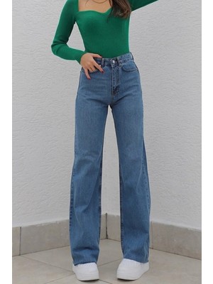 Palazzo Orta Mavi Yüksek Bel Jeans