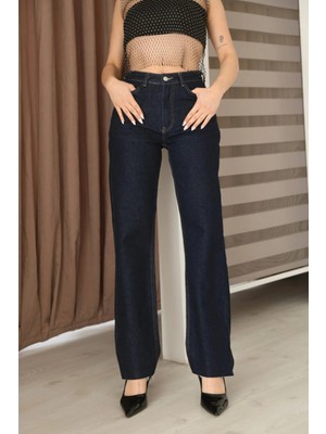 Palazzo Koyu Lacivert Yüksek Bel Jeans