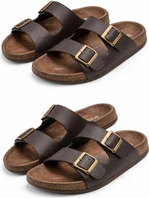 Madam Gold Suni Deri Hafif Taban Erkek Terliği