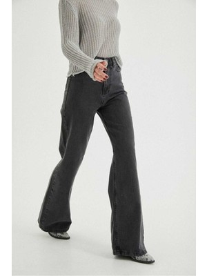Palazzo Koyu Füme Yüksek Bel Jeans
