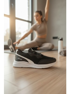 Enoch Erkek Spor Ayakkabı Siyah Beyaz Sneaker Koşu ve Yürüyüş Performans Modeli