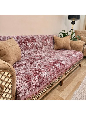 Koltuk Örtüsü Lüks Pamuklu Marble Desen Kaymaz Çift Taraflı Saçaklı Dekoratif Günlük Kullanım