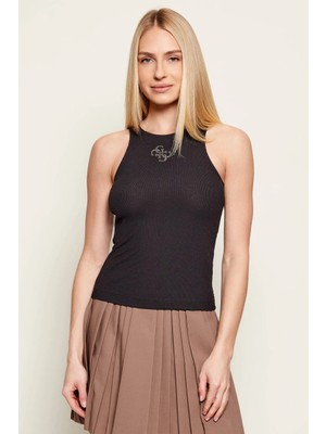 Guess Kolsuz Yuvarlak Yaka Guendalina Kadın Siyah Top W6RP39KD092-JBLK