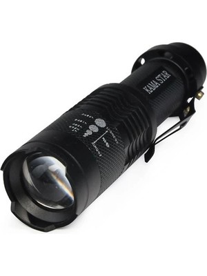 Km 87 Polis Tipi Zoomlu Şarjlı Metal Dağ Kamp Cep Feneri