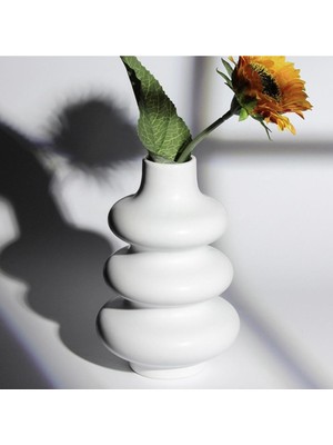 Mien Dekoratif Seramik Vazo Beyaz 14,5 cm 0241