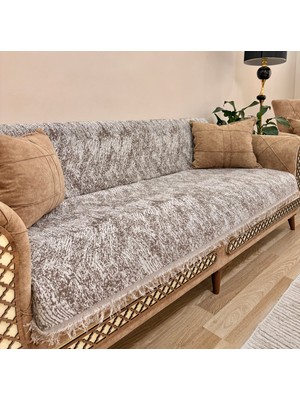 Koltuk Örtüsü Lüks Pamuklu Marble Desen Kaymaz Çift Taraflı Saçaklı Dekoratif Günlük Kullanım