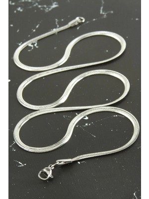 Marsilyan Ince Italyan Zincir Çelik Kolye 45 cm