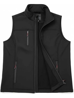 Siyah Softshell Yelek 3 Cepli Fermuarli Günlük & Spor