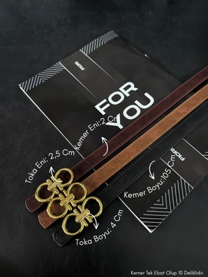 Fiori 3'lü Birleşik Yuvarlak Tokalı Kadın Kemeri, Pantolon Kemeri, Ceket Kemeri, Elbise Kemeri