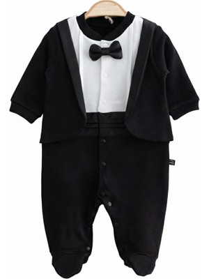 Butik Erkek Bebek %100 Pamuklu Smokin Çıkarilabilir Papyon Detaylı