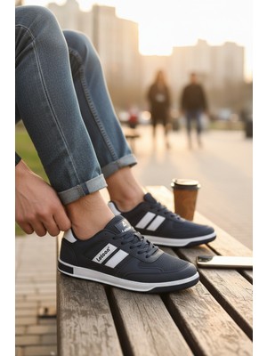 Enoch Erkek Fileli Günlük Spor Ayakkabı Şeritli Sneaker Klasik Kort Modeli