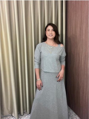 Elbise+Bluz Tk Kalın Askılı Midi