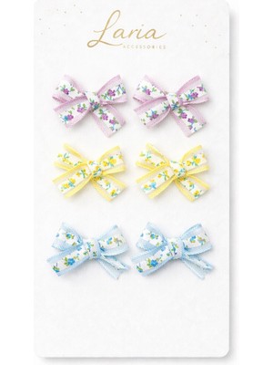 Şık Çiçek Desenli Kız 6'lı Bebek Çocuk Klipsli Toka Set