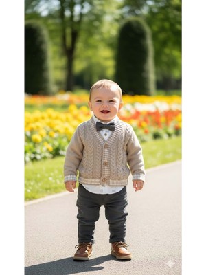 Gültekin Bebe Iggy Örgü Hırkalı Papyonlu 3 Lü Erkek Takım 6-24 AYLIK-126019627 - Bej