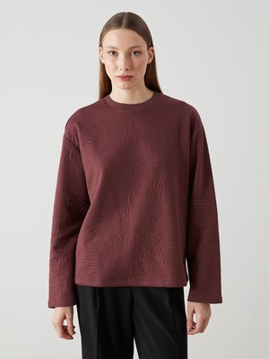 Lc Waikiki Yeni Sezon Bisiklet Yaka Kendinden Desenli Kadın Sweatshirt