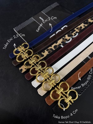 Fiori 8'li Birleşik Yuvarlak Tokalı Kadın Kemeri, Pantolon Kemeri, Ceket Kemeri, Elbise Kemeri