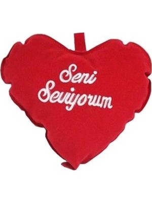 Seni Seviyorum Kırmızı Kalp Yastık 21X24