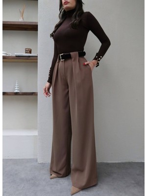 Esra Helvacı Köprü Detaylı Kemerli Palazzo Pantolon