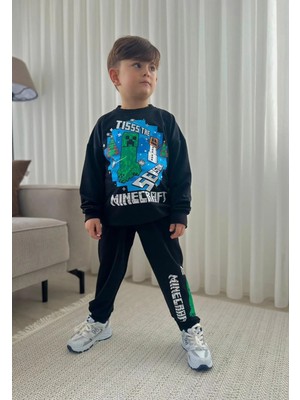 bebexy Minecraft Yazılı  Alt Üst Takım Siyah