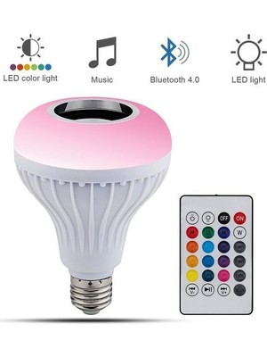 Akıllı LED Ampul 12W Rgb, Bluetooth Hoparlör ve Uzaktan Kumanda, E27 Beyaz Işık – Müzik ve Aydınlatma
