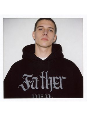 Father Dune Co. Oversize Pamuk 3 İplik Şardonlu Siyah Kapüşonlu SweatShirt