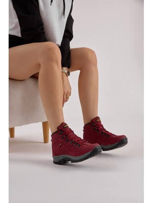 Tonny Black Unisex Bordo Rahat Kalıp Bağcıklı Trekking Bot